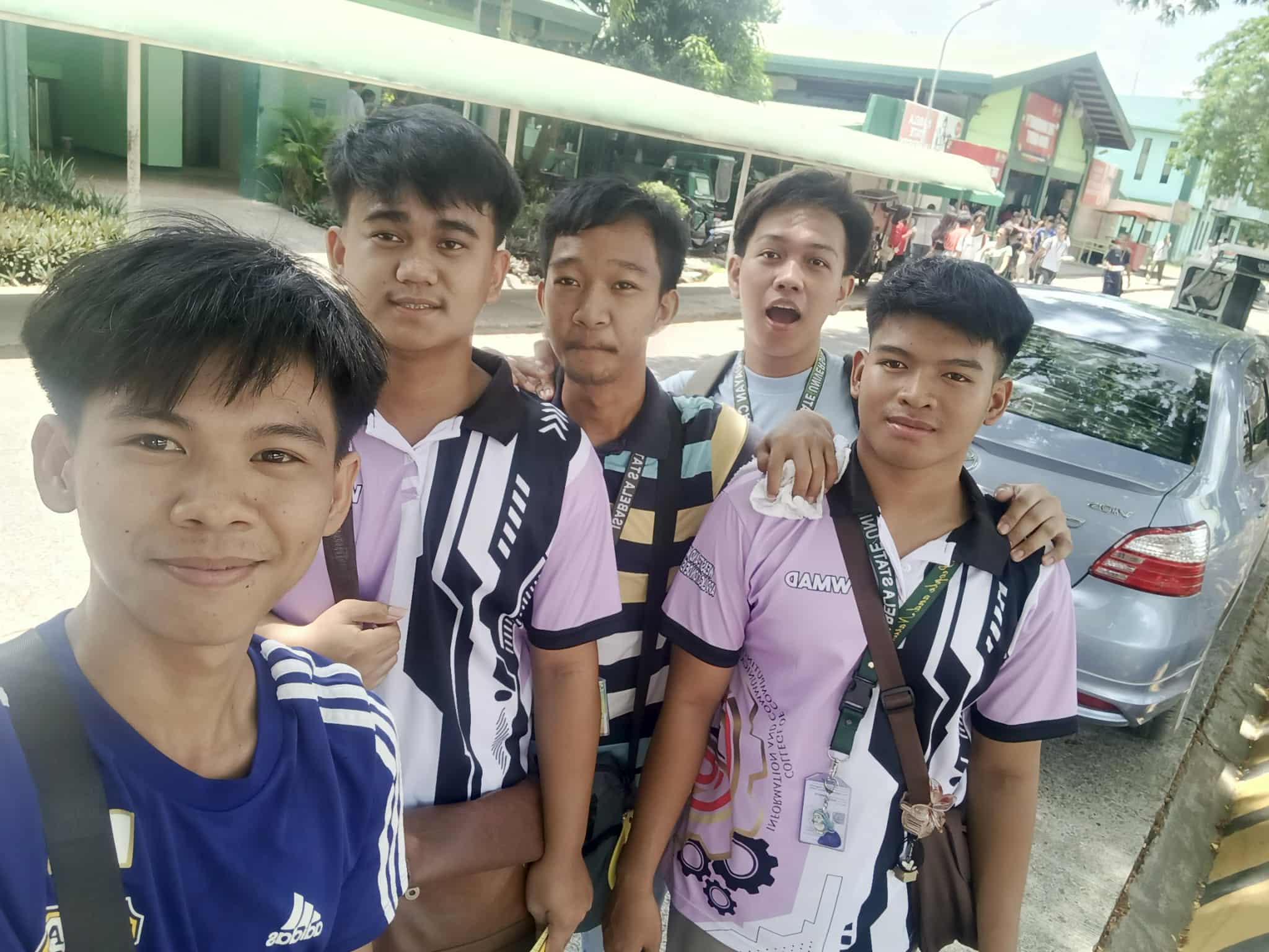 Group selfie outside school